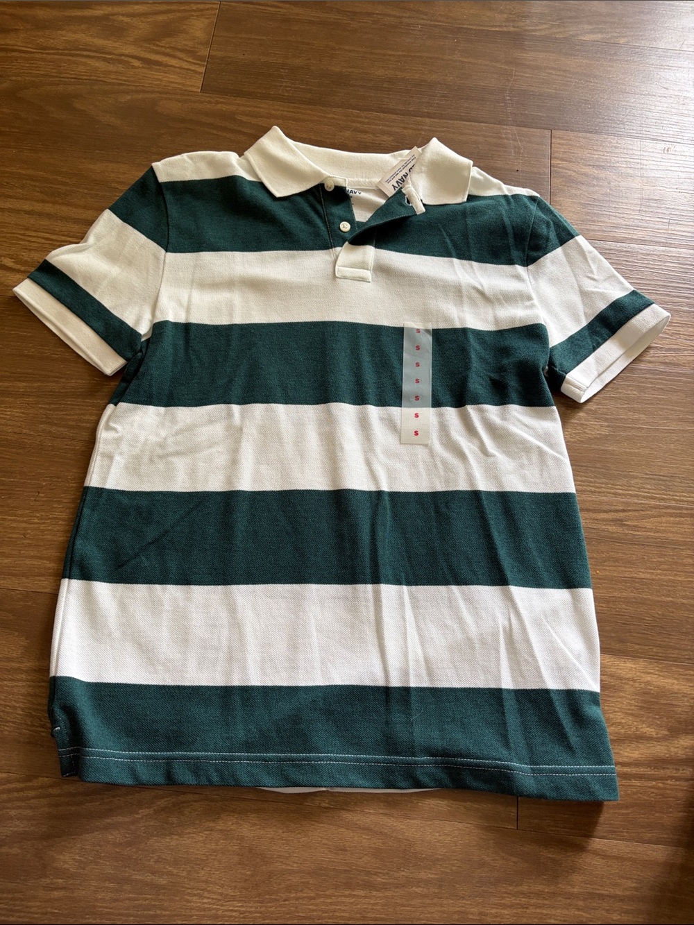 NWT- Striped Green & White Polo Shirt